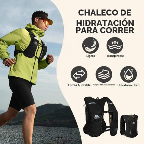 Vista 5 de AONIJIE Running Hydration Vest for Women Men 8L Hydration Backpack Hiking