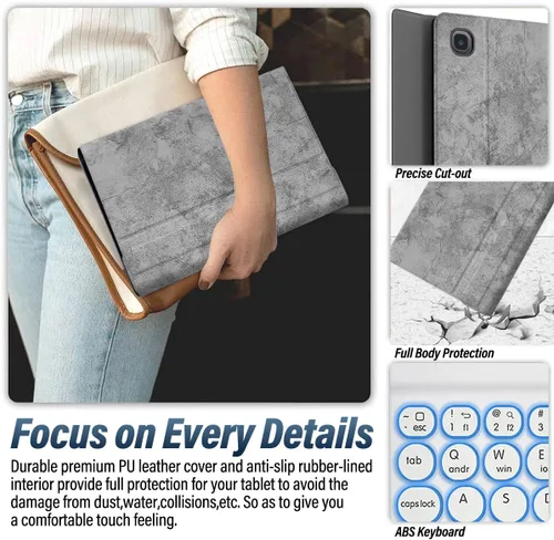 Vista 10 de Funda para teclado Galaxy Tab A 8.0 2019 [retroiluminada, SM-T290, SM-T295], teclado inalámbrico desmontable de 7 colores con funda de soporte de PU