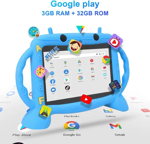 Vista 3 de Tableta para niños 7 pulgadas Tablet para niños 3-10 Android 11, 3GB +32GB ROM (azul) Todler tablet android 11