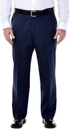Vista 15 de Haggar Pantalón casual para hombre de alta calidad, sin planchado, color caqui, ajuste clásico, parte delantera plana