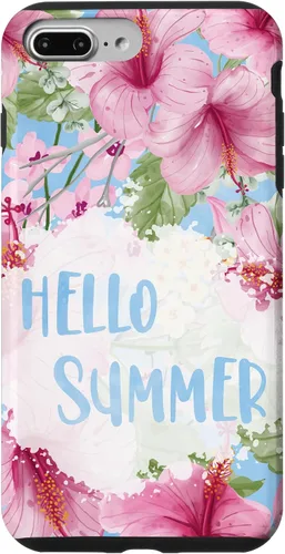 Vista 9 de Funda para iPhone 15 Hello Summer Sign Decor Summer Tropical Hibiscus Flowers Case