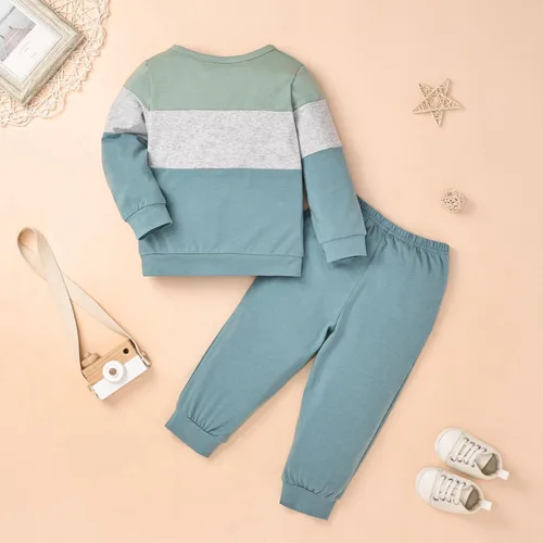 Vista 46 de Ropa de otoño e invierno para bebé, trajes de niño pequeño, sudadera de manga larga, sudadera de retazos y pantalones, 2 piezas, 12 meses a 5 años