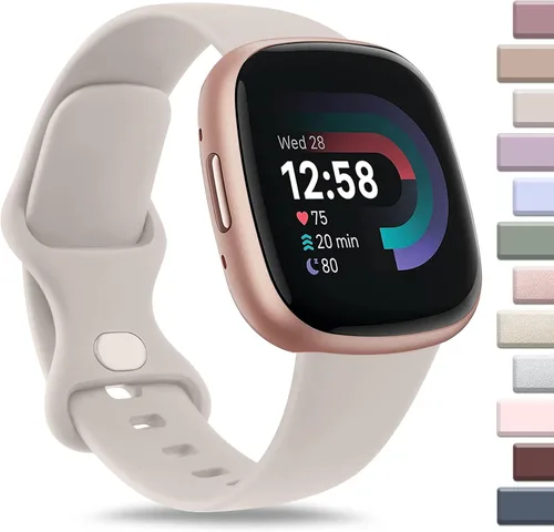 Vista 19 de AK Correa deportiva compatible con Fitbit Sense 2, Versa 4, Versa 3, correas clásicas de silicona suave para reloj inteligente, para mujeres