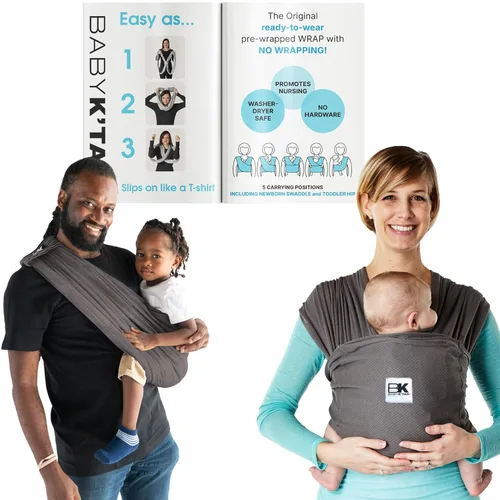 Vista 5 de Portabebés Breeze Baby K'tan transpirable 100% de malla de algodón Envoltura manos libres para bebés Sin anillos ni hebillas Negro Pequeño