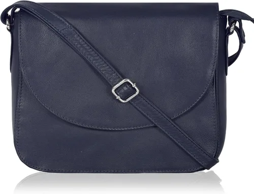 Vista 29 de Bolso bandolera de cuero genuino para mujer con correa ajustable, bolsillo para móvil y cremallera exterior e