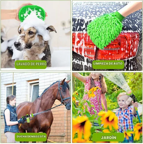 Vista 5 de Accesorio de manguera de lavado para perros, accesorio de ducha para perros Verde