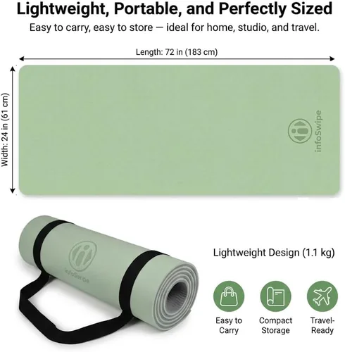 Vista 7 de Tapete de yoga TPE, ecológico, biodegradable de 0.236 pulgadas de grosor, antideslizante, para yoga, pilates, yoga caliente, fitness y ejercicio