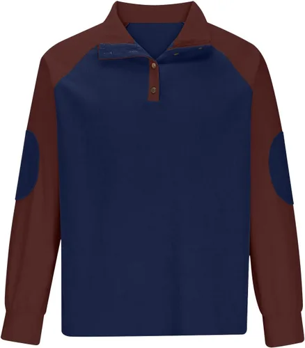 Vista 3 de Comigeewa Sudadera con capucha para hombre cuello alto botones Color Patchwork sudaderas manga larga ropa deportiva holgada