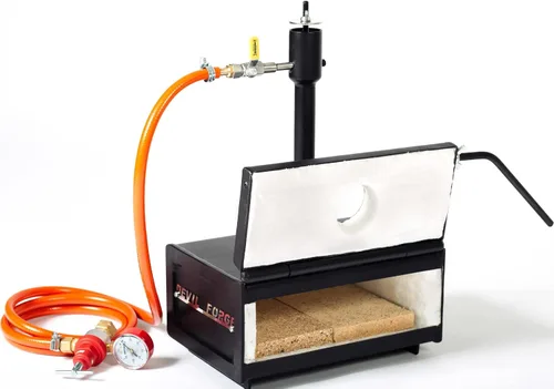 Vista 2 de DEVIL-FORGE Forja de propano de gas Farrier DFHS1+1D/2.8", 1 quemador DFP (80.000 BTU), válvula de bola de gas, estrangulador de aire, 1 puerta