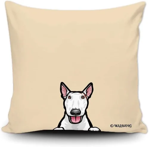 Vista 23 de Funda de almohada para perro, divertida funda de almohada para sofá, cama, decoración del hogar, 20 x 20 pulgadas Bull Terrier-1-10