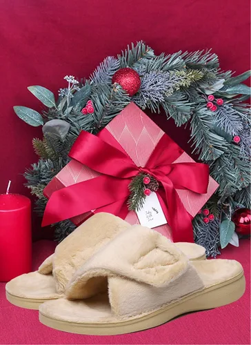Vista 3 de SOLLBEAM Pantuflas peludas con soporte de arco para mujer, sandalias ortopédicas para el talón