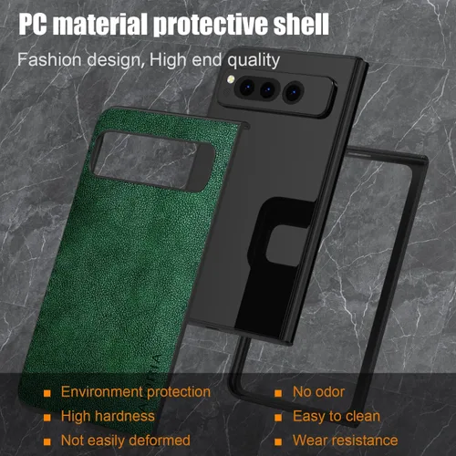 Vista 3 de Funda para Google Pixel Fold, funda de cuero premium para teléfono con diseño retro para Google Pixel Fold 5G (verde)