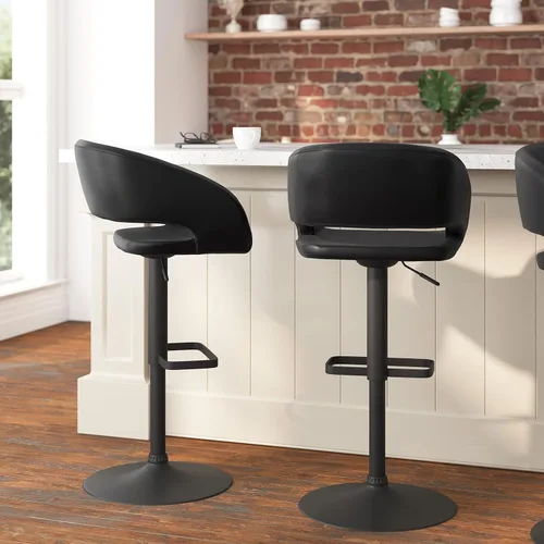 Vista 7 de Taylor & Logan Jenna Taburete giratorio ajustable 360 con base negra en vinilo negro