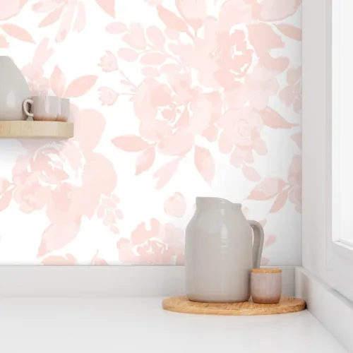 Vista 8 de Papel tapiz para despegar y pegar, peonías, rubor, flores, princesa, floral, para habitación de niñas, papel tapiz extraíble personalizado por