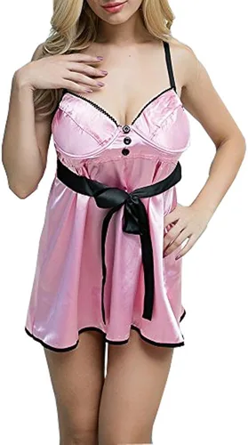 Vista 2 de COSWE - Camisones de satén con aros para mujer talla grande