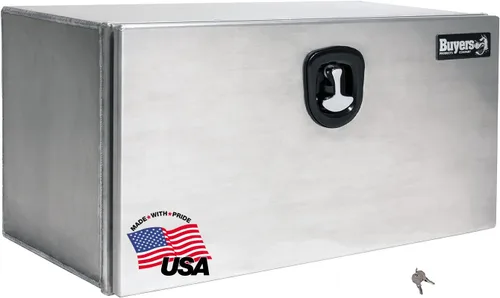Vista 10 de Buyers Products 1706500 - Caja de aluminio para debajo de la carrocería de camión plateada con puerta de banda de rodadura diamantada, 18x18x24