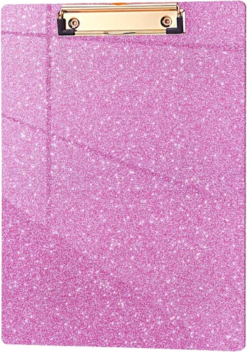 Vista 92 de Hongri Portapapeles de Plástico y Acrílico con Purpurina, 8.5x11" Portapapeles Tamaño Carta A4 Estándar para Aula, Profesor, Mujeres. Bonito