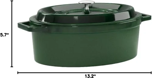 Vista 4 de Staub Cocotte ovalado de 3.25 cuartos de galón, verde Brasil