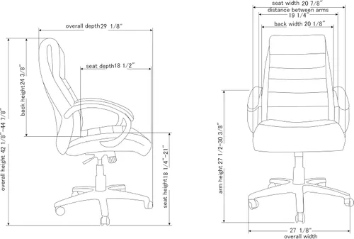 Vista 2 de Lorell Silla de cuero negro con respaldo alto de lujo