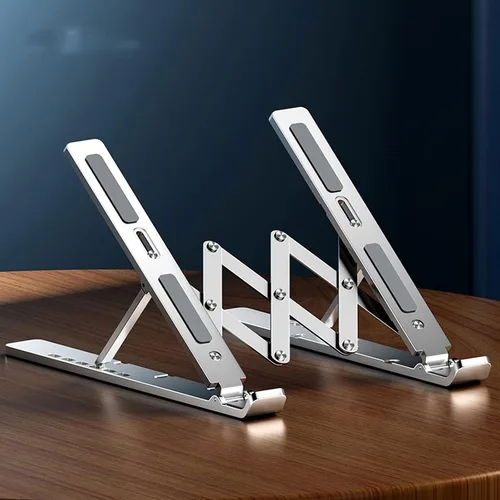 Vista 2 de Soporte plegable portátil de aleación de aluminio para computadora portátil, accesorios para computadora portátil, base de soporte de elevación