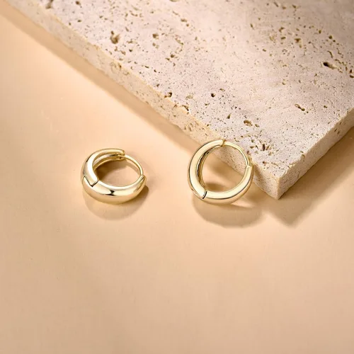 Vista 8 de DALARAN Juego de aretes de aro gruesos y pequeños chapados en oro de 14 quilates, aretes ovalados ovalados gruesos y ligeros para mujeres y hombres
