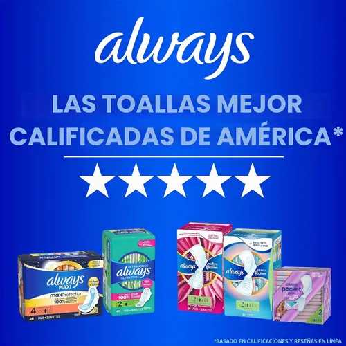 Vista 10 de Always Maxi - Almohadillas femeninas sin alas para mujer, talla 1, absorción regular, sin perfume, 48