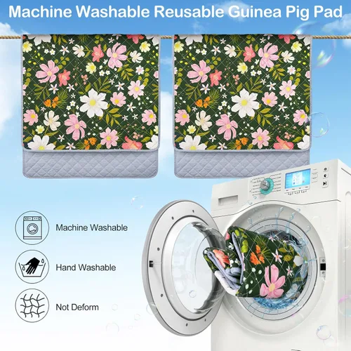Vista 6 de 2 paquetes de ropa de cama para cobayas, forro lavable para jaula de conejillo de indias reutilizable, tapete impermeable para jaula de conejillo