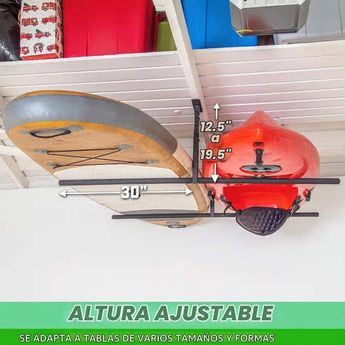 Vista 3 de GoSports Soporte para kayak para montaje en techo de garaje, perchas de almacenamiento ajustables para 2 kayaks, SUP o tablas de surf