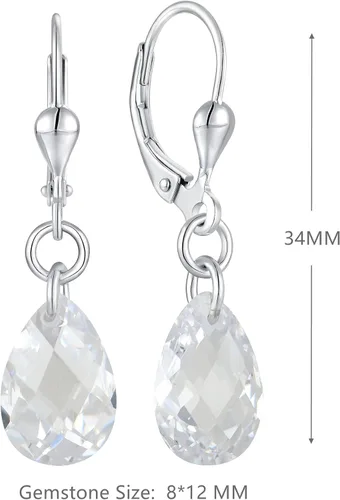 Vista 5 de JO WISDOM Aretes colgantes de plata de ley 925 con forma de lágrima de 0.315 x 0.472in