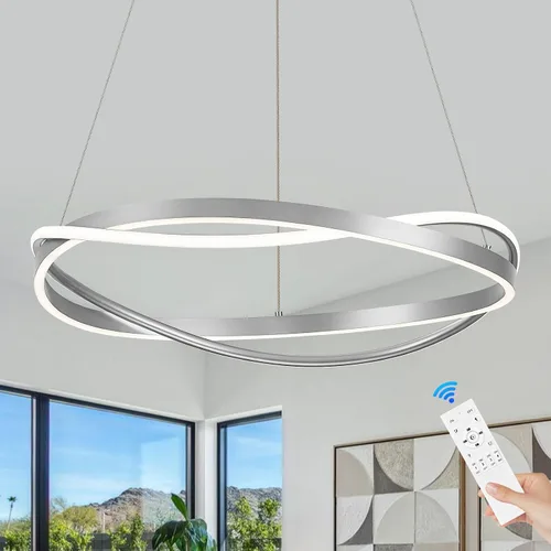 Vista 92 de Benkut Lámpara de Araña de Anillo LED Moderna Negra para Comedor, Lámpara de Araña de Techo Circular Empotrada Regulable con Control Remoto