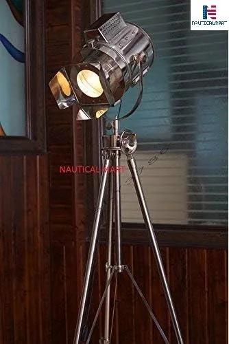Vista 5 de 1960'S Vintage Disigns Ajustable Teatro Búsqueda Luz Trípode Lámpara de pie Acabado Cromo Industrial Náutico Lámpara de pie