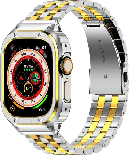 Vista 18 de Correa y funda de acero inoxidable compatible con Apple Watch Band 1.496 Negro