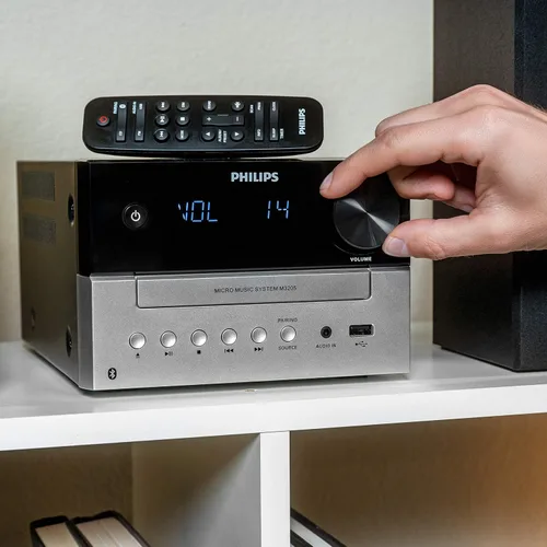 Vista 6 de Philips Sistema estéreo Bluetooth para el hogar con reproductor de CD para el hogar, transmisión inalámbrica, MP3, USB, entrada de audio, radio FM