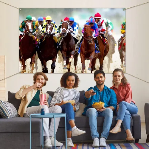 Vista 3 de Nepnuser Telón de fondo para cabina de fotos de Kentucky, 7 x 5 pies, Churchill Downs para carreras de caballos en interiores y exteriores, Derby