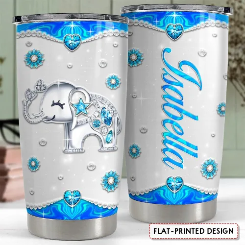 Vista 4 de SANDJEST Vaso de elefante personalizado de 20 onzas y 30 onzas con tapa, taza de viaje para café, taza para mujeres y niñas, diseño de elefante