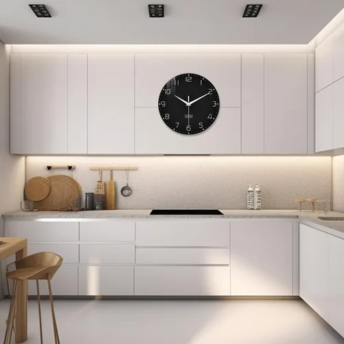 Vista 5 de XNM Relojes de pared de cristal negro con pilas de 12 pulgadas