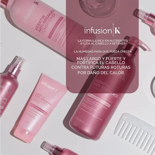 Vista 6 de Infusion K Tratamiento de control de encrespamiento antirotura de queratina con complejo de ultraqueratina, reduce el tiempo de secado al aire