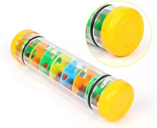 Vista 3 de Rainmaker - Mini palo de lluvia de 8 pulgadas para bebés, tubo de sonajero, palo de lluvia, agitador de música, instrumento auditivo sensorial