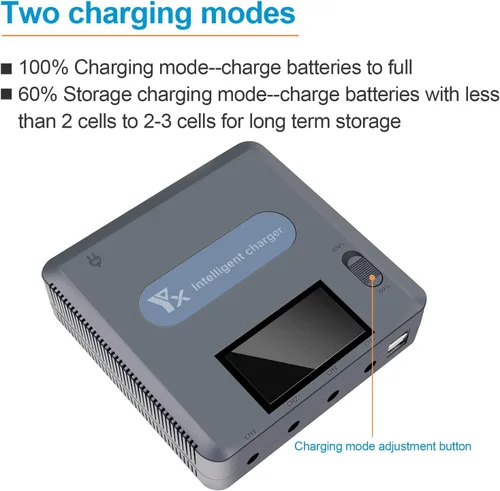 Vista 2 de Hanatora Cargador paralelo LCD con carga de almacenamiento para DJI Mavic 3/Cine/Classic/Pro/Enterprise Batería, Display Rapid Multi Charging Hub