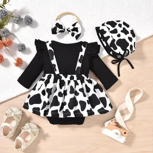 Vista 46 de Unutiylo Ropa de bebé recién nacida prematura con tirantes, traje de otoño e invierno, traje de manga larga con volantes