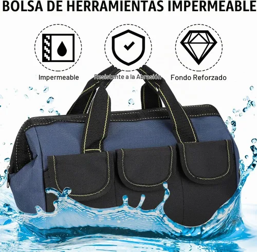 Vista 3 de Silkfly Bolsa de herramientas portátil de 6 piezas para hombres y mujeres, resistente, con parte inferior dura impermeable, varios bolsillos, gran