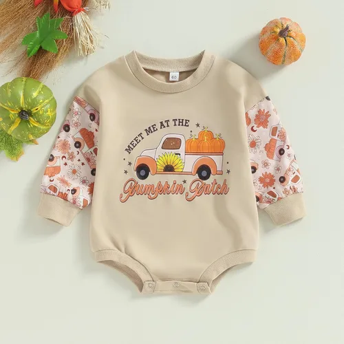 Vista 2 de ZAXARRA Sudadera para bebé, mameluco de Halloween, ropa de bebé, niña, niño, Halloween, mameluco de otoño