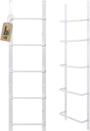 Vista 9 de Escalera de acero para ventanas de sótano (gris, 3 peldaños), escalera de salida atornillada resistente para el hogar, fácil de instalar, escaleras