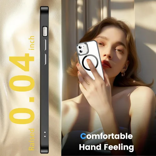 Vista 6 de Funda magnética para iPhone 12 y iPhone 12 Pro transparente, [compatible con Magsafe de 12 pies a prueba de golpes] [No amarillenta] Funda delgada