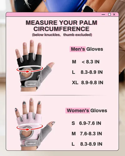 Vista 7 de VINSGUIR Guantes de entrenamiento para mujeres y hombres, guantes de levantamiento de pesas transpirables para ejercicio de gimnasio, fitness