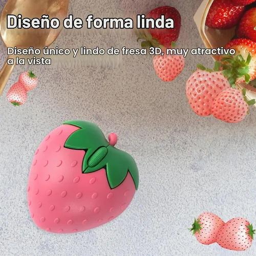 Vista 6 de Ratón inalámbrico Bluetooth con forma de fresa de fruta linda 2.4 GHz y Bluetooth 1000 DPI Ratones ópticos para computadora con receptor USB, mouse