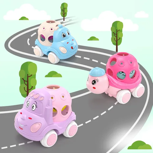 Vista 2 de BeAndge Juguetes para bebés, regalos para niñas de 1 a 2 años, autos rosados para bebés de 6 a 12 años, 12 a 18 meses, camiones para niños pequeños