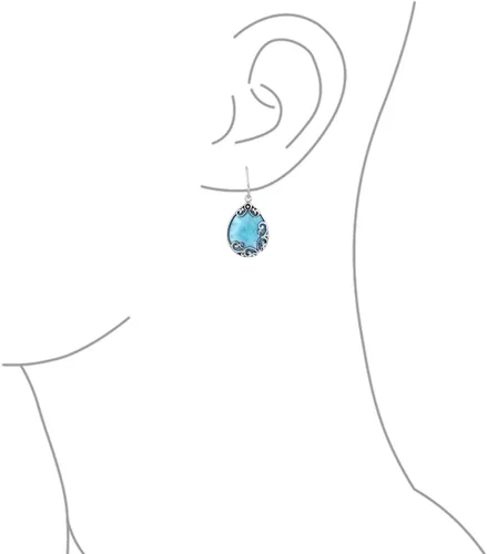 Vista 3 de Aretes colgantes de plata de ley 925 oxidados con diseño de filigrana y piedra natal del oeste de estilo bohemio con piedras natales semipreciosas