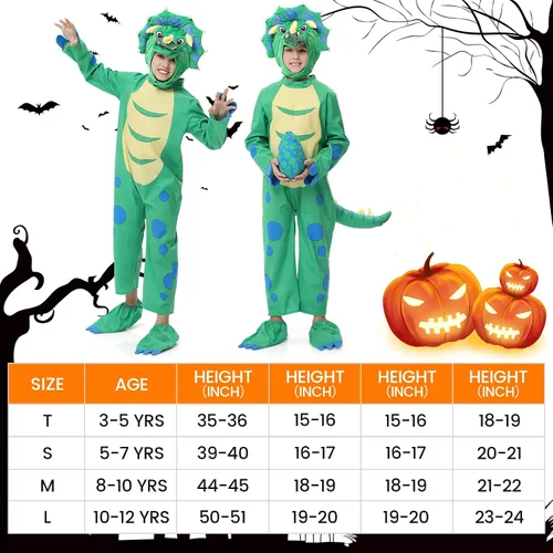 Vista 6 de Kids Dinosaur Costume for Halloween Boys Girls T-Rex Dinosaur Dress Up Party Role Play Cosplay