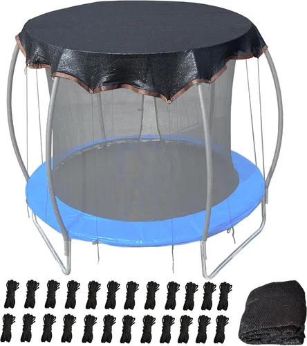 Vista 10 de Funda de sombra para cama elástica redonda de 10 pies, cubierta redonda para cama elástica al aire libre para protección solar y bloqueo de hojas